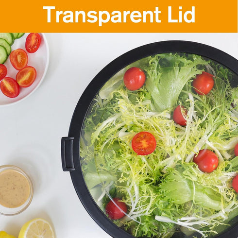 Rorence Stainless Steel Mixing Bowls Set - 3 Nesting Metal Salad Bowls with Transparent Lids, Non-slip Silicone Bottom