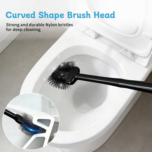 Set, 1 Pack Sellemer Toilet Brush and Plunger Curved Design Head for Deep Cleaning, Heavy Duty Toilet Bowl Brush