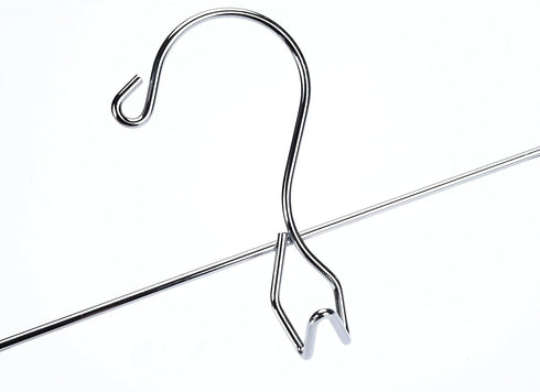 6 Quality Heavy Duty Pants Hangers, Extra Wide Adjustable Clips, Multi Stackable Add on Hangers, Chrome