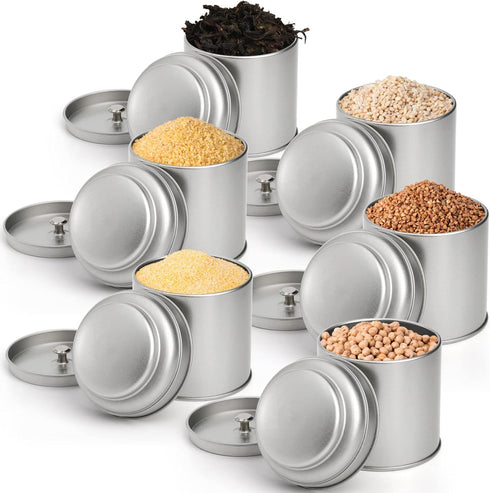 Lawei 9 Pack Tea Tins Canister - 8 OZ Round Tin Can Box with Airtight Double Lids for Storage Tea, Coffee, Sugar,