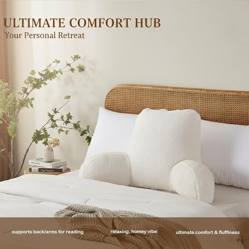 Reading Pillow with Arms for Sitting in Bed, Backrest Support Cushion Soft Back Pillow for Couch, Sofa & Floor, Dorm