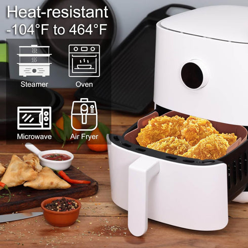 Air Fryer Silicone Liners 2Pcs - Square 8.2inch Reusable Liners for 4-8 QT Air Fryer Basket Accessories