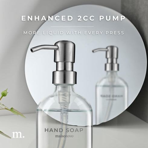 MaisoNovo Hand Soap Dispenser, 16.9 fl oz Clear Glass with Silver Pump, Bathroom Soap Dispenser x 1