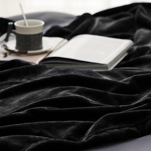 Bedsure GentleSoft Fleece Throw Blanket, Black, Lightweight Plush Cozy Soft Blanket for Couch, 50x60 inches