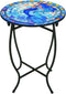 Plant Castle Indoor Outdoor Metal Round Side Table, 14 Inch Round Patio Coffee Bistro