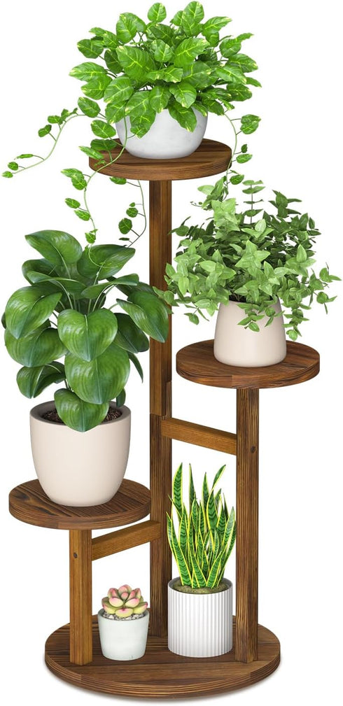 iDavosic.ly 3 Tier Plant Stand Indoor, Tiered Corner Wood Multiple Flower Holder