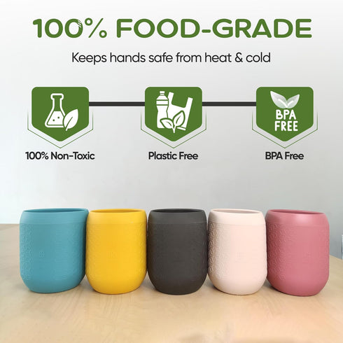 Set 16oz 5 Pack Silicone Mason Jar Sleeves Autumn Winter | Anti-Slip Protectors for Regular Mouth Jelly Canning Jars |