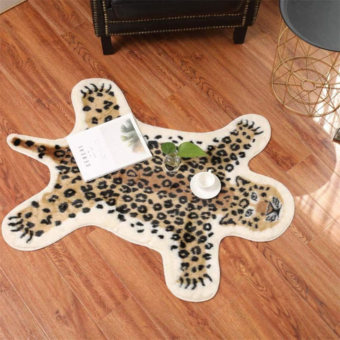 Leopard Print Rug, 2.7 W x 3.5 L Feet Faux Cowhide Skin Area Rug for Home Office, Livingroom, Bedroom
