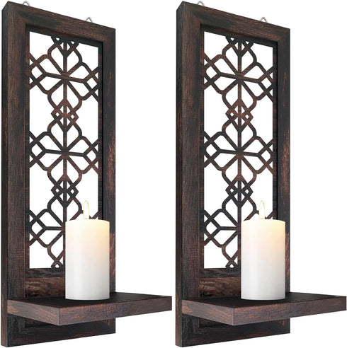 ZOLAPI Set of 2 Candle Sconces, Farmhouse Accent Wall Sconce, Caramel Color