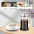 Mini French Press Coffee Maker, 12 oz / 350 ml, 304 Stainless Steel Grilles, Borosilicate Glass, 2 Filter Screens,