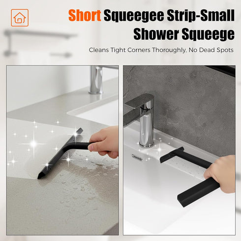VACFAM Shower Squeegee for Glass Doors,All-One-Piece Silicone Squeegee for Shower Glass with Mobile Hook,Household