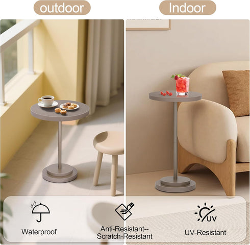 OMTIVORLEX Drink Table, Small Pedestal Side Tables for Small Spaces, Wood Round Martini Table for Outdoor, Living Room