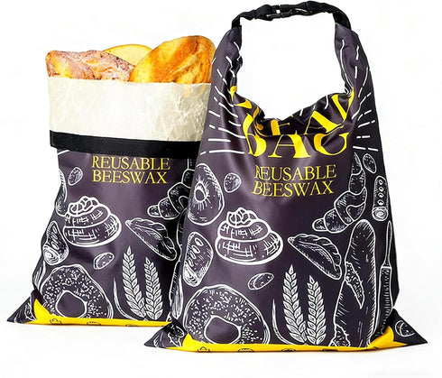 EthosCraft Bread Bags for Homemade Bread- 2 Packs XL Beeswax Bread Bags for