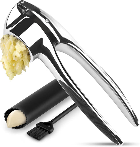 Zulay Kitchen Premium Garlic Press Set Rust Proof & Dishwasher Safe Garlic