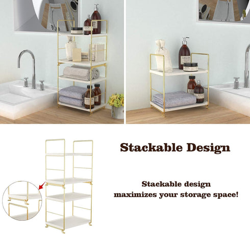 kaileyouxiangongsi 2-Tier Countertop Kitchen Spice Rack - Freestanding Stackable Bathroom Storage Shelf - Cosmetic