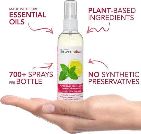 Air Freshener Spray | Peppermint & Lemon | 4 Fl Oz | Pack of 2 | Scented w/Pure Essential Oils | Plant-Based Odor Eliminator | Room, Linen, or Car Spray | Cruelty-Free