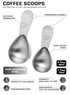 COLETTI Coffee Scoop Pack of 2 Tablespoon Scoop Stainless Steel Short Handle for Measuring Coffee