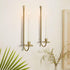 Set 2 Wall Candle Holders of Handcrafted Wrought Iron Sconces with Gold Finish, Easy to Install Modern Candle Holders