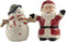 Christmas Santa & Snowman North Pole Winter Ceramic Magnetic Salt Pepper Shakers