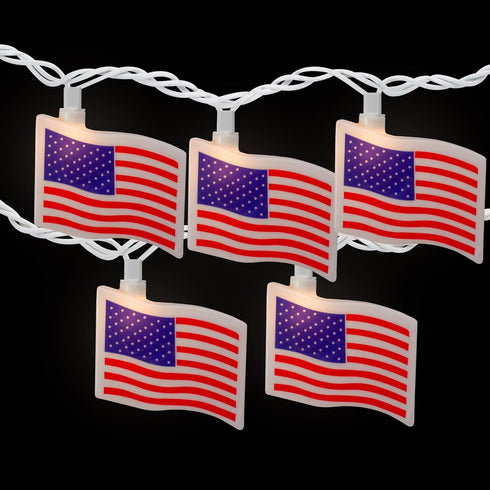 Set 7.5' 10ct Northlight American Flag Indoor Outdoor Patriotic Patio Light - White Wire