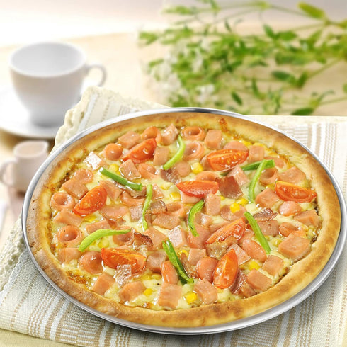 Deedro Pizza Baking Pan 12 inch Stainless Steel Round Pizza Baking Sheet, Healthy Cooking Pan for Oven Baking, 3 Pack