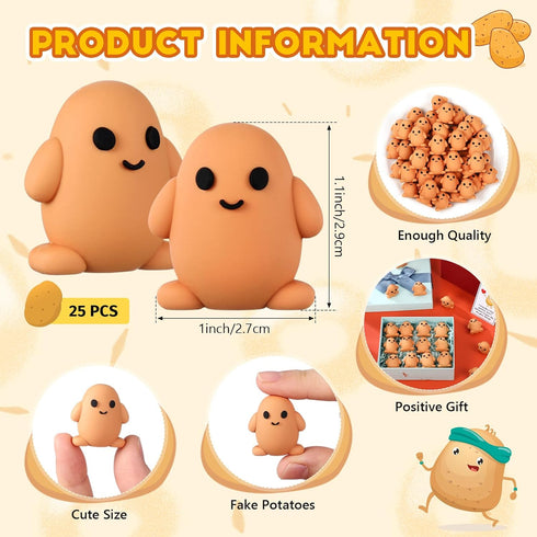 Gejoy 25 Pcs Mini Rubber Potato Toys Positive Gifts Mini Potatoes Decorations and Encouragement Birthday Motivational
