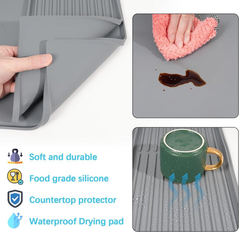 Golener Silicone Coffee Mat Set, 24" x 16" Heat Resistant Bar Mat for Countertop and Coffee Station
