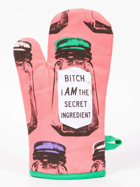 Blue Q Oven Mitt, Bitch I Am The Secret Ingredient, Super-Insulated Quilting, 100% Cotton, Natural-Fitting Shape