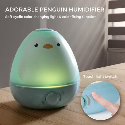 3-in-1 Earnest Living Baby Cool Mist Humidifier with Essential Oil Diffuser + Nightlight, BPA Free Phenol Free