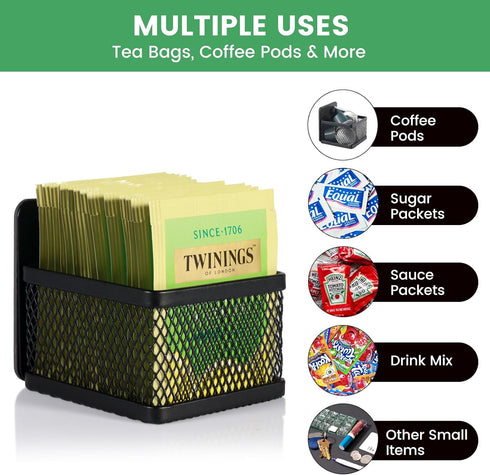 Magnetic Tea Bag Organizer - 6-Piece Metal Storage for Refrigerator, Kitchen Shelf & Counter, Stylish & Space Saving