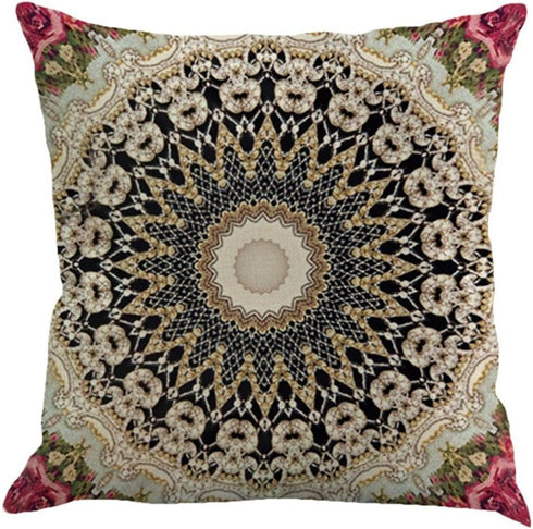 Set 4 18 18 Jartinle of Retro Red Floral Mandala Compass Medallion Bohemian Pillow Covers Boho Decor Hippie Ethnic