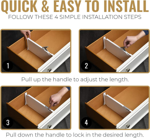 RAPTUROUS Deep Drawer Dividers 4 Pack, Expandable Adjustable Organizer for Clothing, Dresser, Kitchen