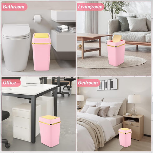 4 150 Counts Bathroom Trash Can with Lid Gallon Pink Trash Can Bedroom Trash Can Small Garbage Can with Trash Bags