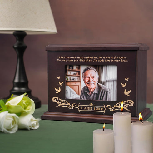 FurrySpace 255 lbs Cremation Urns for Human Ashes, Wooden Urn for Ashes Adult Male Female, Wooden Picture Frame Urns