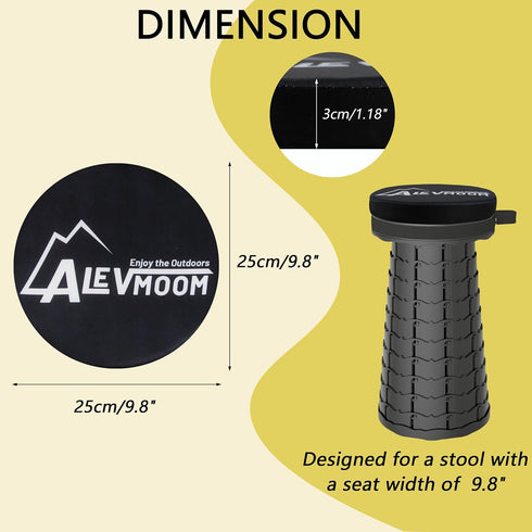 17.7" 9.8"(25cm) Thick Seat Cushion for Telescopic Stools (Exclude Stool), D Chair Pads with Soft Foam and Three Pegs