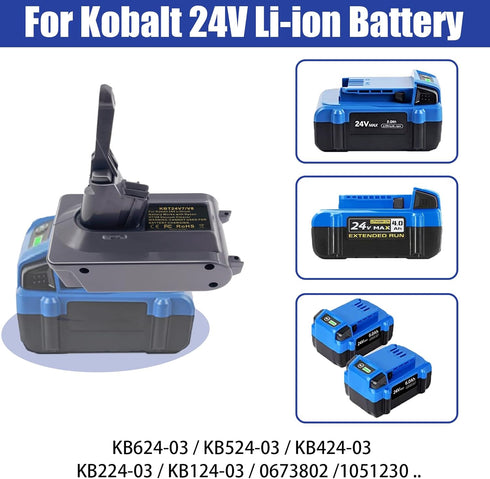 New Version V8 V7 Battery Adapter for Kobalt 24V Lithium Battery to Replace Dyson V8 V7 Vacuum Cleaners