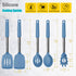 Silicone Spatula and Cooking Spoon,5 Pack Solid & Slotted Spoons and Spatulas Silicone Heat resitant for Kitchen, Stainless Steel Handle Coated with Silicone, Non Stick Utensil, Starry blue by Vovoly