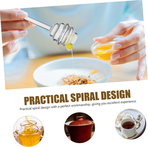 5.34 Inch CALLARON Glass Honey Dipper Clear Honey Stirring Rod for Household Jam Syrup Mixing and Serving