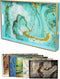 Turquoise Marbling Decorative Tray with Handles, Morden Plastic Rectangular Serving Tray for