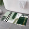 Green Mid Century Bath Rugs, Modern Boho Geometric Abstract, Non Slip Flannel Bathroom Rug, 17x29 Inch