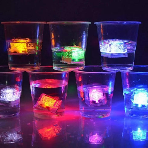 LED Ice Cube Shape Lights, Liquid Sensor Glowing Light up Ice Cubes for Drinks and Party Decorations