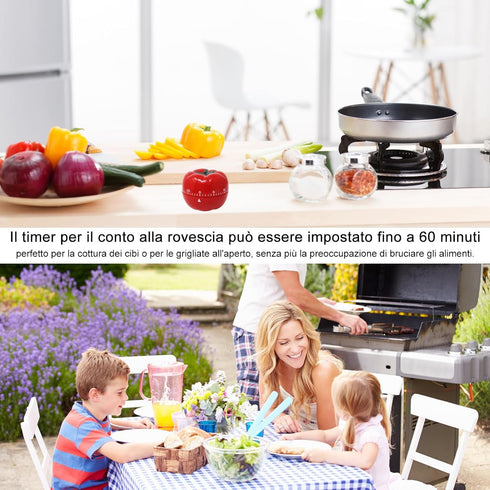 yueton Manual Mechanical Tomato Timer, Ring Alarm Kitchen Timer for Cooking, Study, Gym Countdown Clock Red