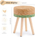 17-Inch Handwoven Outdoor Ottoman, Water Hyacinth Pouf Round Patio Footstool with Wood Legs, Multipurpose Vanity Stool