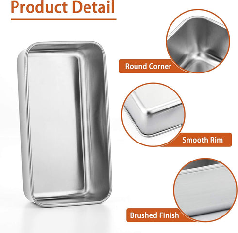 P&P CHEF 9 Inch Loaf Pan, Stainless Steel Bread Baking Pan, Non Toxic Bakeware for Bread, Cake, Lasagna