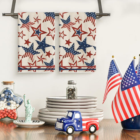 4th 18x26 Inch Set 2 Artoid Mode Strip-Shaped America Stars Patriotic of July Kitchen Towels Dish Towels, Memorial Day
