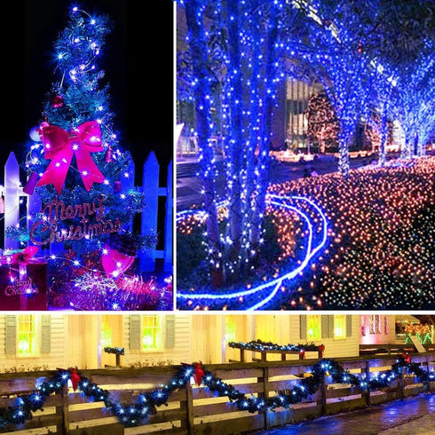 Twinkle Star 2 Pack Christmas Blue Fairy Lights, Battery Operated, 66 ft 200 LED String Lights with Remote Control