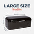Culinary Couture Extra Large Black Bread Box - Holds 2 Loaves, 16.5" x 9" x 6.5", Stainless Steel Vintage