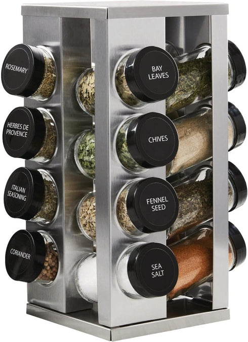 Kamenstein 16 Jar Heritage Revolving Countertop Spice Rack Organizer with Spices Included,
