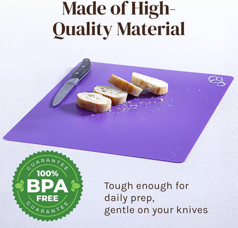 Extra Thick Flexible Plastic Cutting Board Mats, Set of 6, Dishwasher Safe with Food Icons