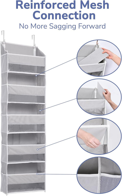 1 Pack 5 10 44 lbs 5 ULG Over Door Organizer with Large Pockets Mesh Side Pockets, Weight Capacity Hanging Storage